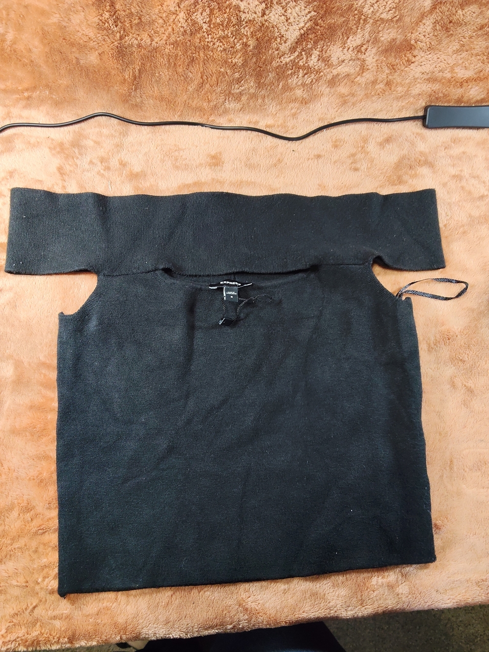 Express Black Off-Shoulder Knit Top